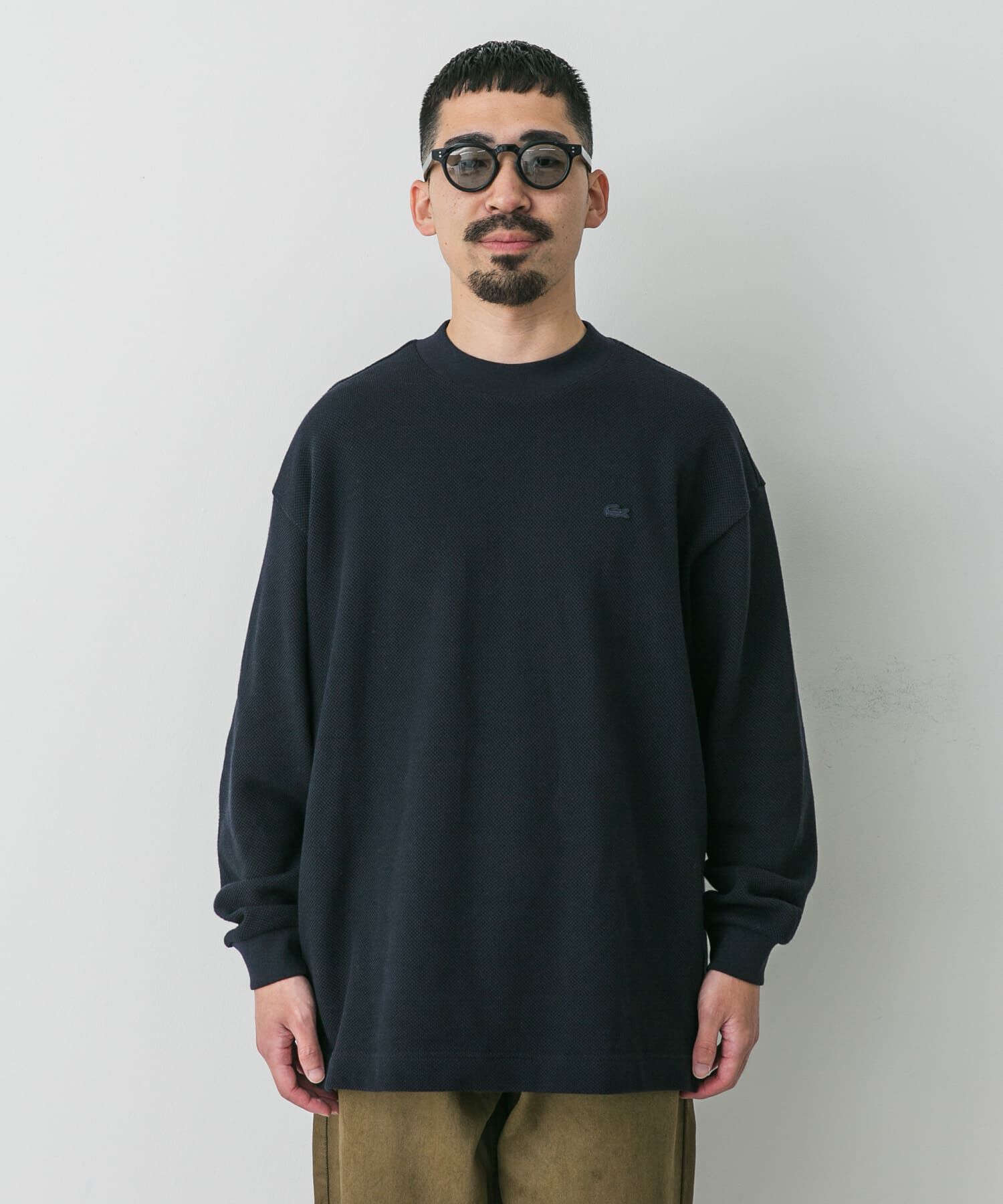 別注』LACOSTE×DOORS thick pique mock long-sleeve（URBAN RESEARCH