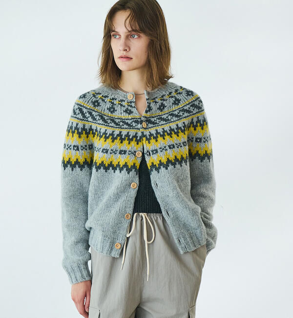 MORRIS & SONS モリス＆サンズ ノルディックカーディガン カーキ MORRIS & SONS | チャンキーノルディックカーディガン WOMEN（Morris