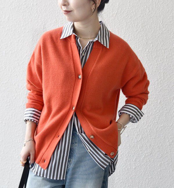 SHIPS any:〈手洗い可能〉AQUA カシミヤ ミックス スキッパー