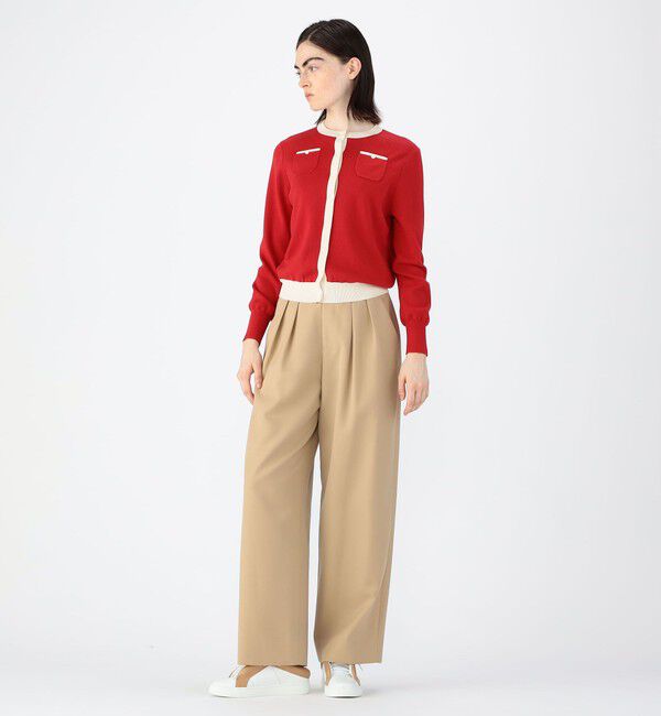 コットンカシミヤ バイカラークルーネックカーディガン（CABaN