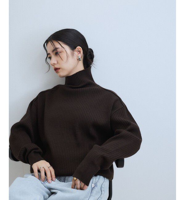WEB限定】・【定番人気】WOOL混リブタートルニット（ADAM ET ROPE