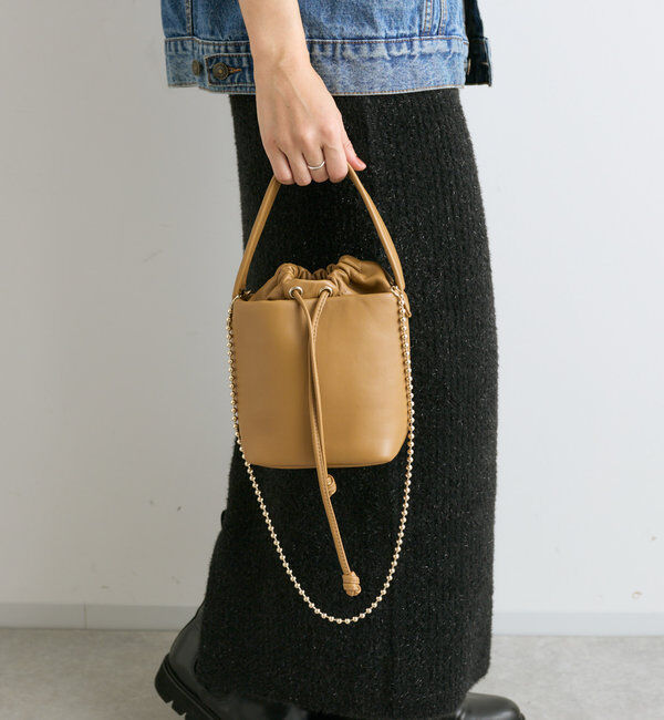  「【ボールチェーンショルダーがアクセント】ワンハンドルバケットバッグ」|トートバッグ|