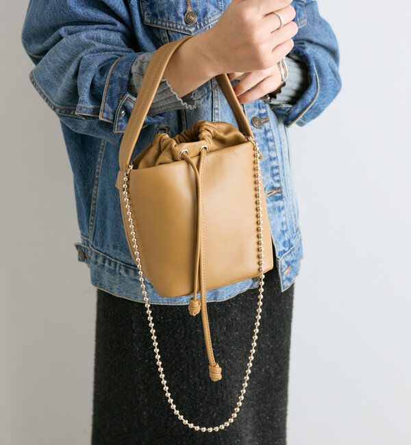  「【ボールチェーンショルダーがアクセント】ワンハンドルバケットバッグ」|トートバッグ|