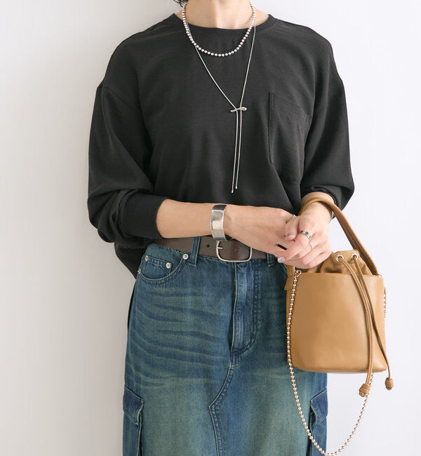  「【ボールチェーンショルダーがアクセント】ワンハンドルバケットバッグ」|トートバッグ|