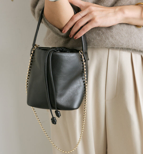  「【ボールチェーンショルダーがアクセント】ワンハンドルバケットバッグ」|トートバッグ|