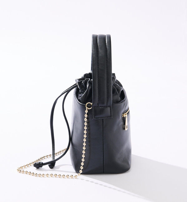  「【ボールチェーンショルダーがアクセント】ワンハンドルバケットバッグ」|トートバッグ|