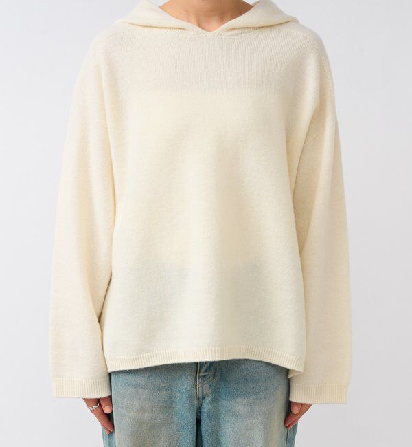  「【フードがアクセントに】ウール100ホールガーメントフーディ」|ニット・セーター|