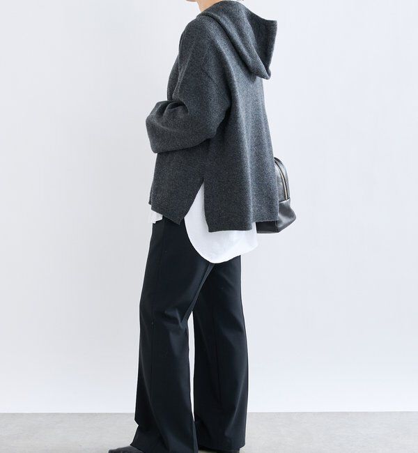  「【フードがアクセントに】ウール100ホールガーメントフーディ」|ニット・セーター|