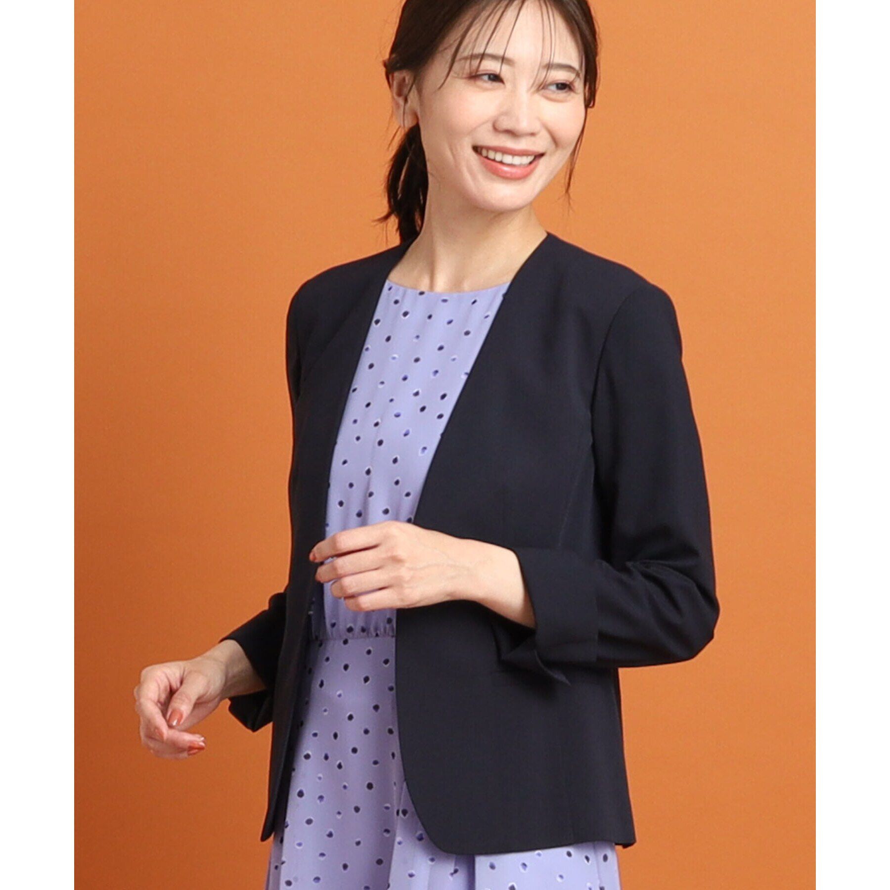 Reflect「【SALE／夏に快適！／接触冷感／洗える／セットアップ可能】ノーカラージャケット」|ノーカラージャケット|ネイビー(094)