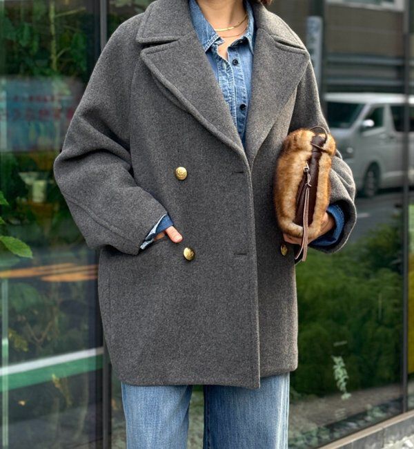  「【リバイバル/新色追加】ラグランPコート」|ピーコート|グレー