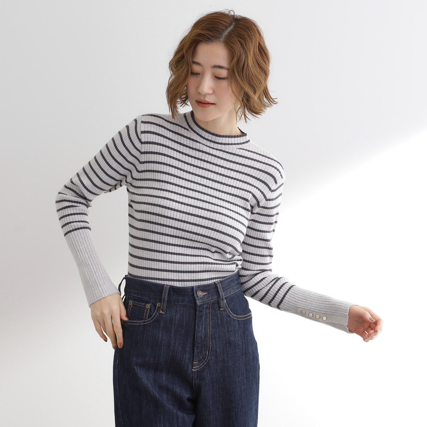 grove「【吸湿発熱／帯電防止】ハイネックリブプルオーバー」|ニット・セーター|