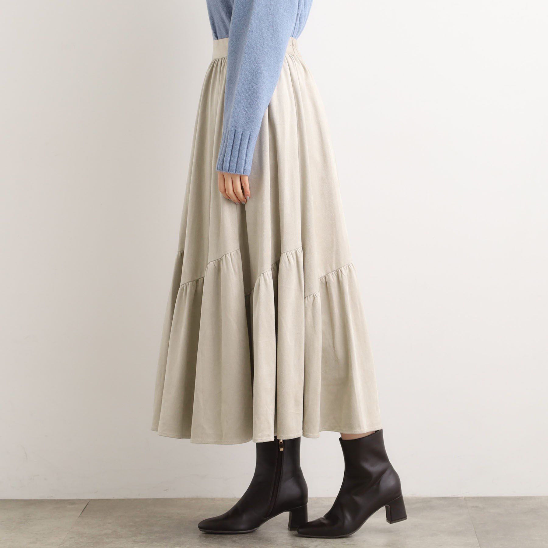 grove「【石川梨花さん着用】スエードライク マキシティアードスカート」|スカート|