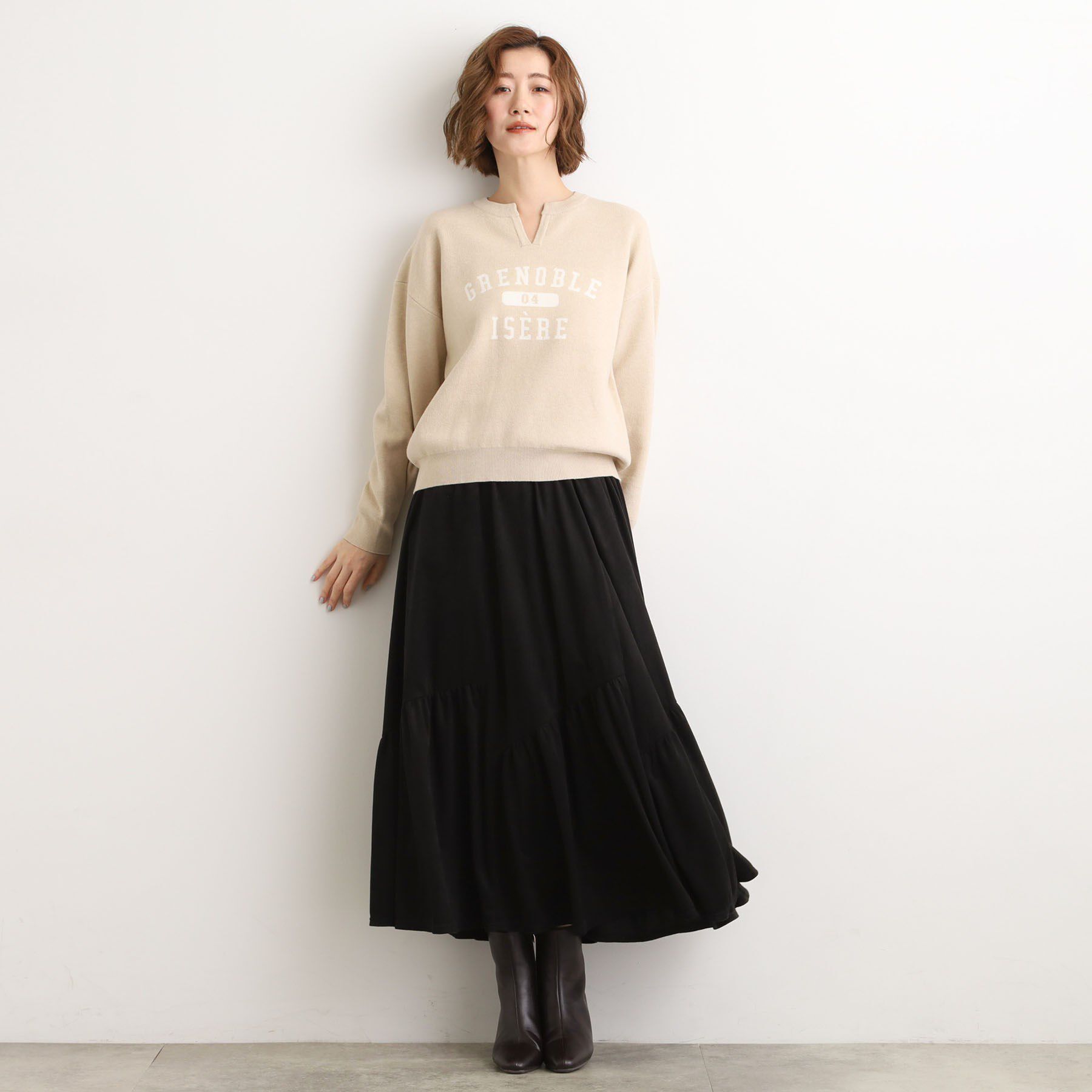 grove「【石川梨花さん着用】スエードライク マキシティアードスカート」|スカート|