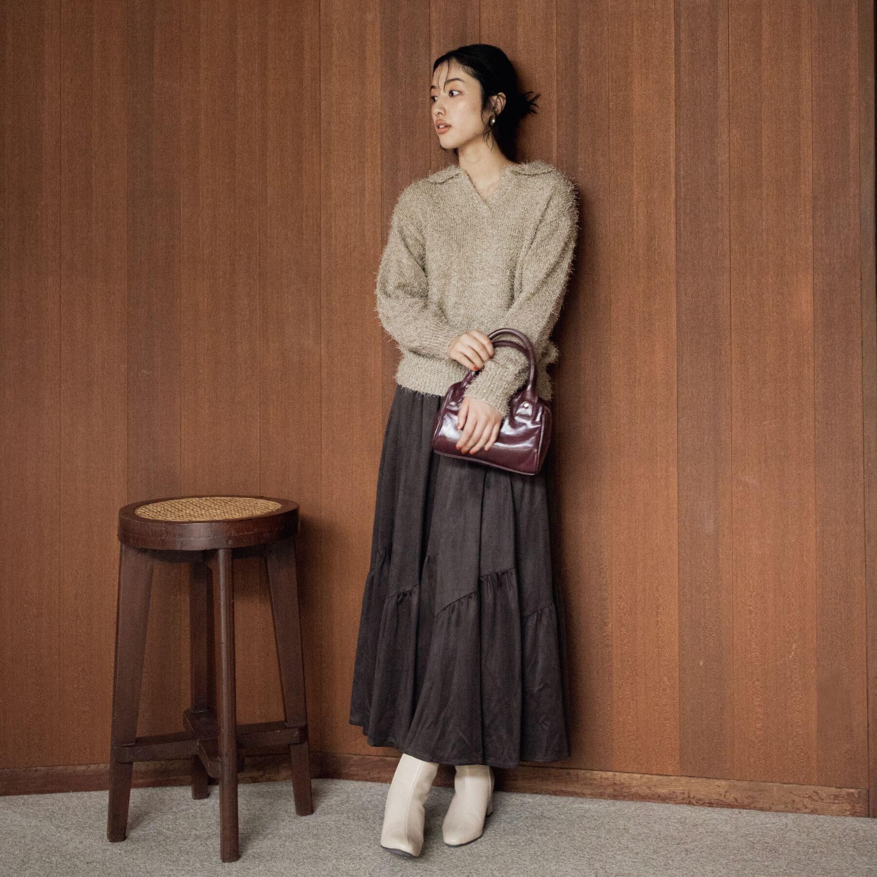 grove「【石川梨花さん着用】スエードライク マキシティアードスカート」|スカート|