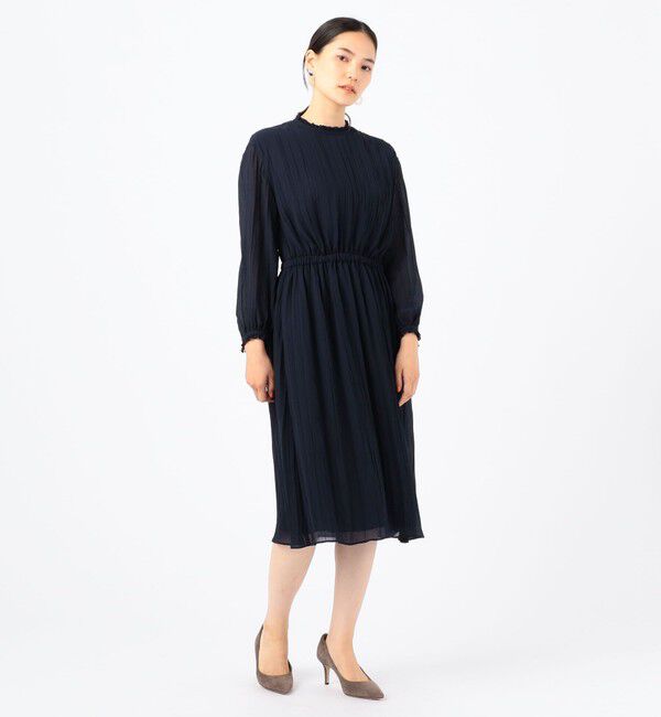 ランダムプリーツジョーゼット ウエストギャザーワンピース（Ballsey