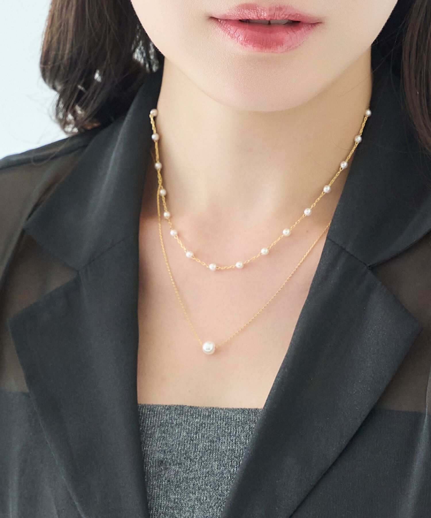 URBAN RESEARCH/2ラインエレガントパールネックレス/2連/重ね付け