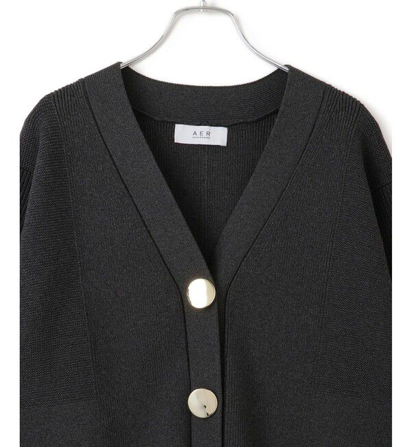 ADAM ET ROPE'「【WEB限定】・【サステナブル】セレクトネックウェーブボタンカーディガン」|カーディガン|