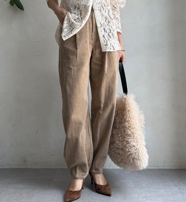  「【WEB限定】コーデュロイワイドパンツ」|チノ|ベージュ