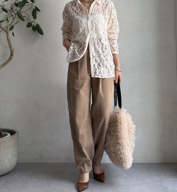  「【WEB限定】コーデュロイワイドパンツ」|チノ|