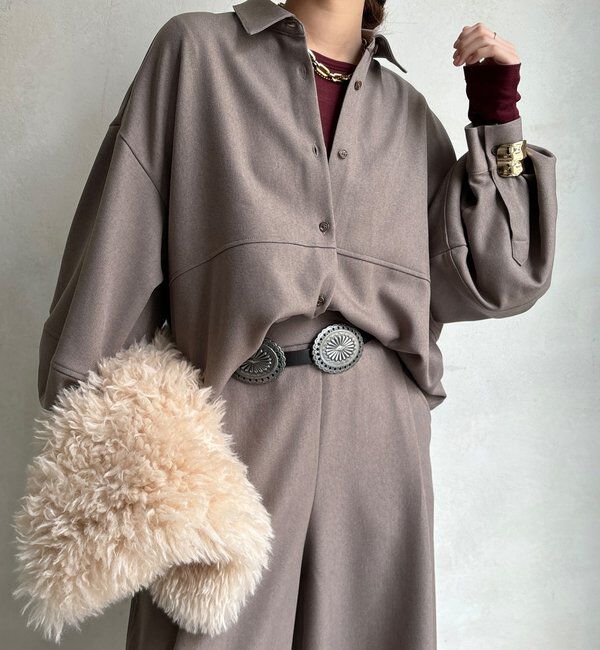  「【WEB限定】ウール調コクーンシャツ」|シャツ・ブラウス|グレージュ