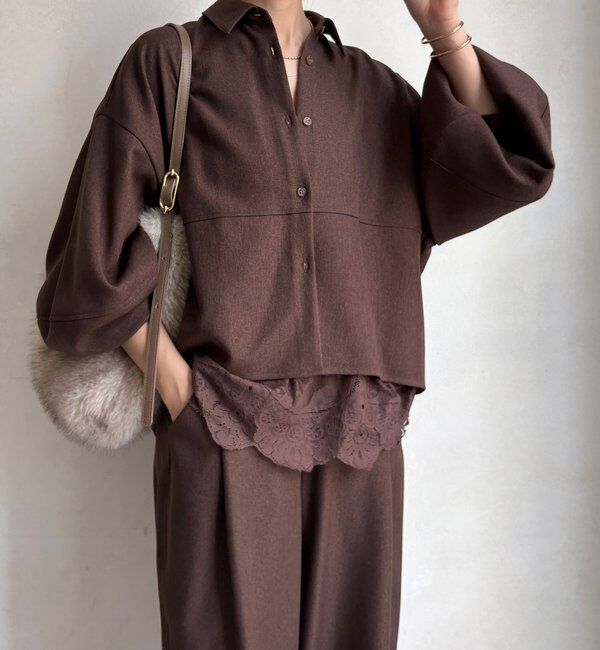  「【WEB限定】ウール調コクーンシャツ」|シャツ・ブラウス|