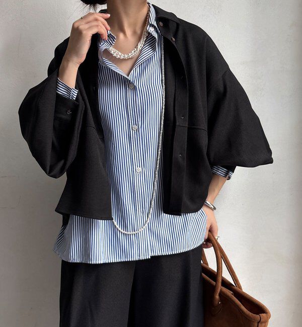  「【WEB限定】ウール調コクーンシャツ」|シャツ・ブラウス|ブラック