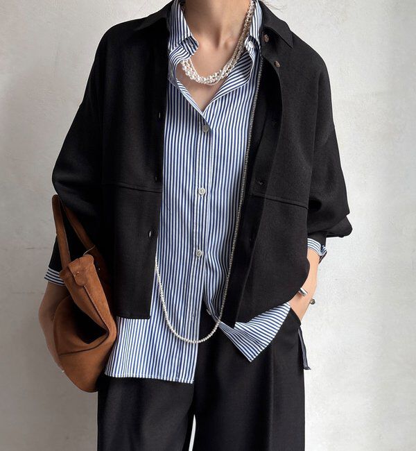  「【WEB限定】ウール調コクーンシャツ」|シャツ・ブラウス|