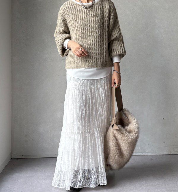  「【WEB限定】メッシュニットプルオーバー＋インナーセット」|ニット・セーター|