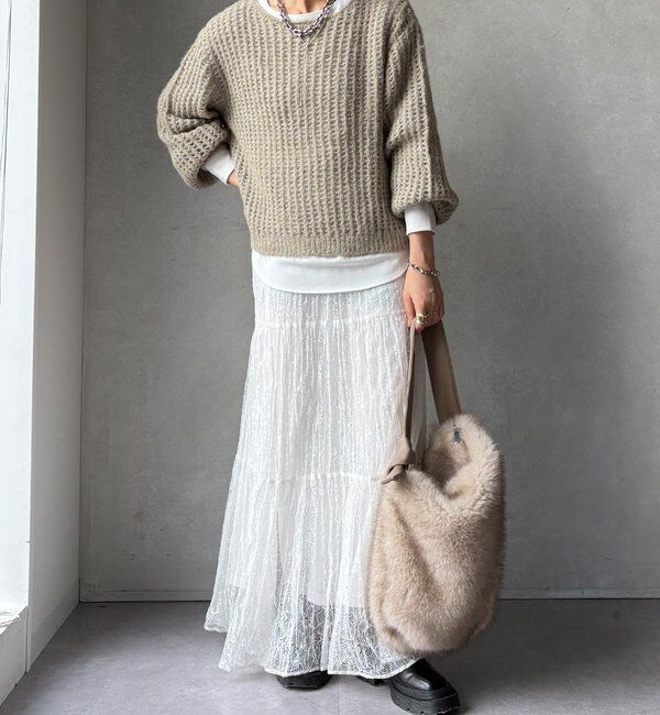  「【WEB限定】メッシュニットプルオーバー＋インナーセット」|ニット・セーター|