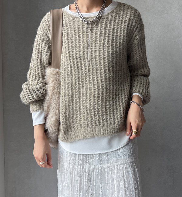  「【WEB限定】メッシュニットプルオーバー＋インナーセット」|ニット・セーター|