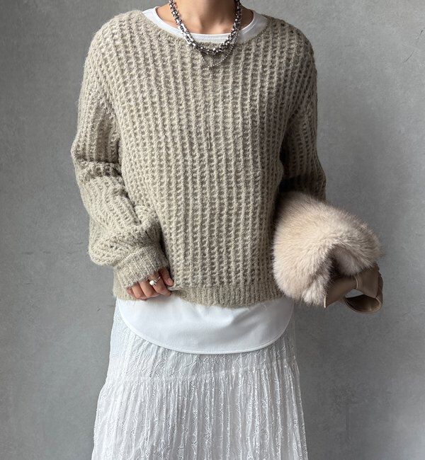  「【WEB限定】メッシュニットプルオーバー＋インナーセット」|ニット・セーター|