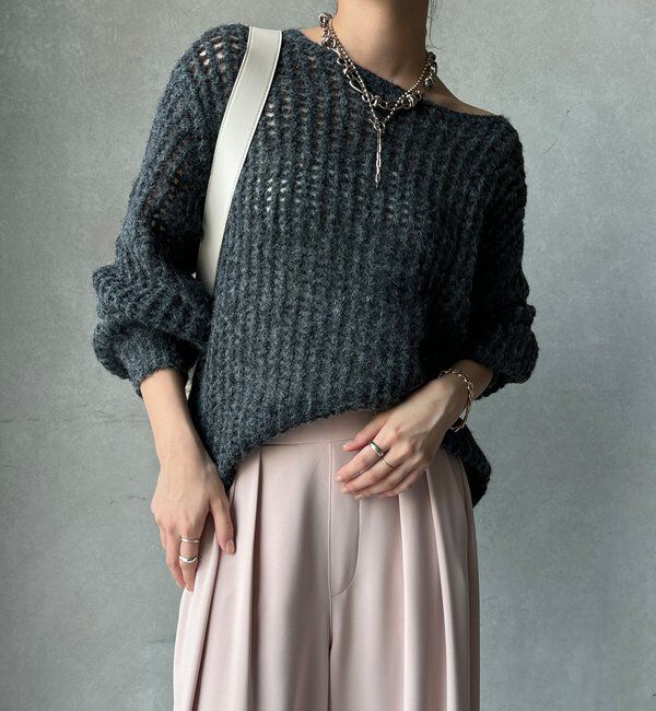  「【WEB限定】メッシュニットプルオーバー＋インナーセット」|ニット・セーター|