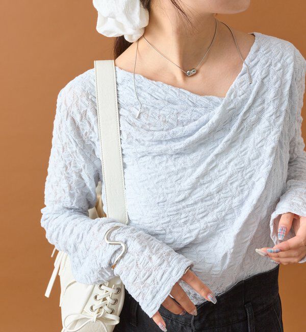  「レースオフショルロングTシャツ」|Tシャツ・カットソー|