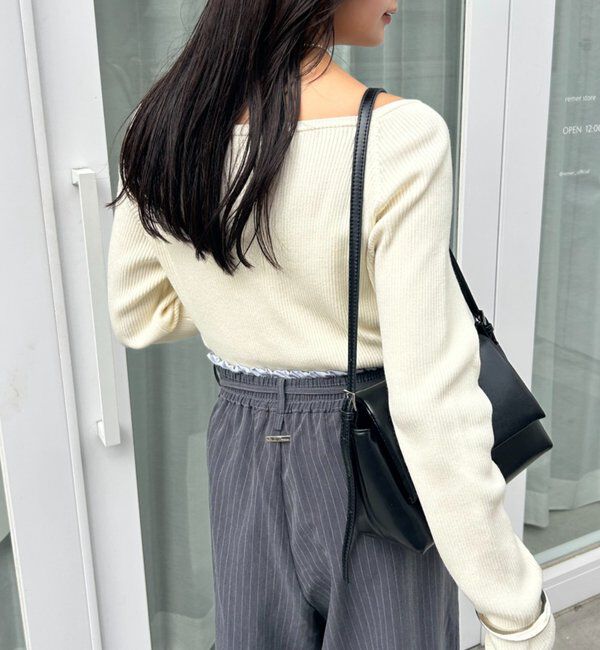  「プレート付きクルーリブニット」|ニット・セーター|