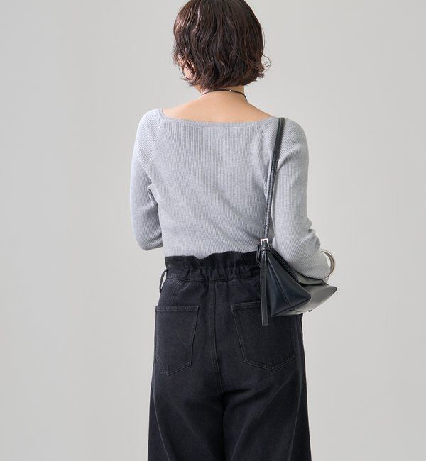  「プレート付きクルーリブニット」|ニット・セーター|