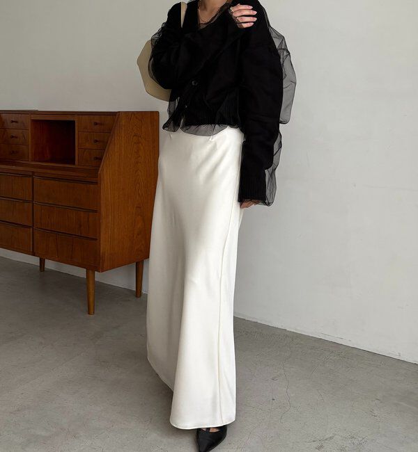  「【1枚で着映え】チュールレイヤードカーディガン」|カーディガン|