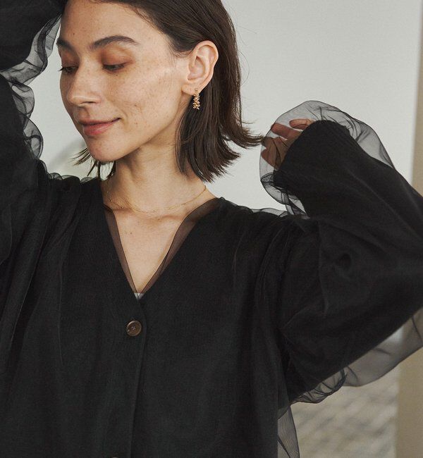  「【1枚で着映え】チュールレイヤードカーディガン」|カーディガン|