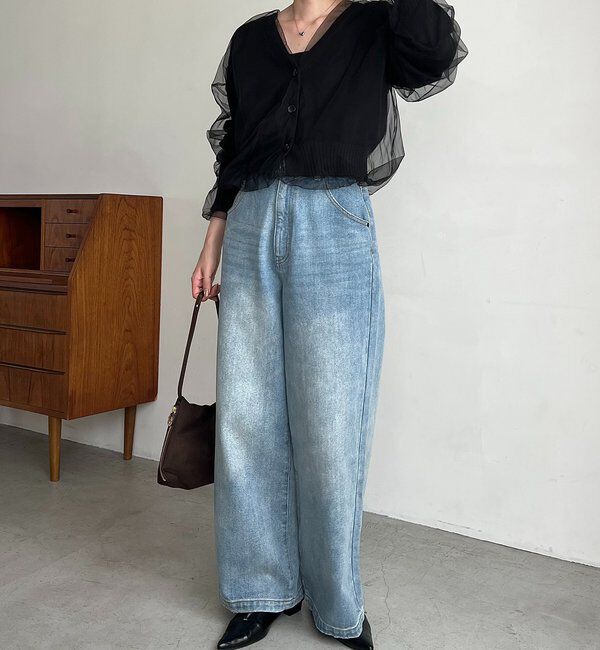  「【1枚で着映え】チュールレイヤードカーディガン」|カーディガン|