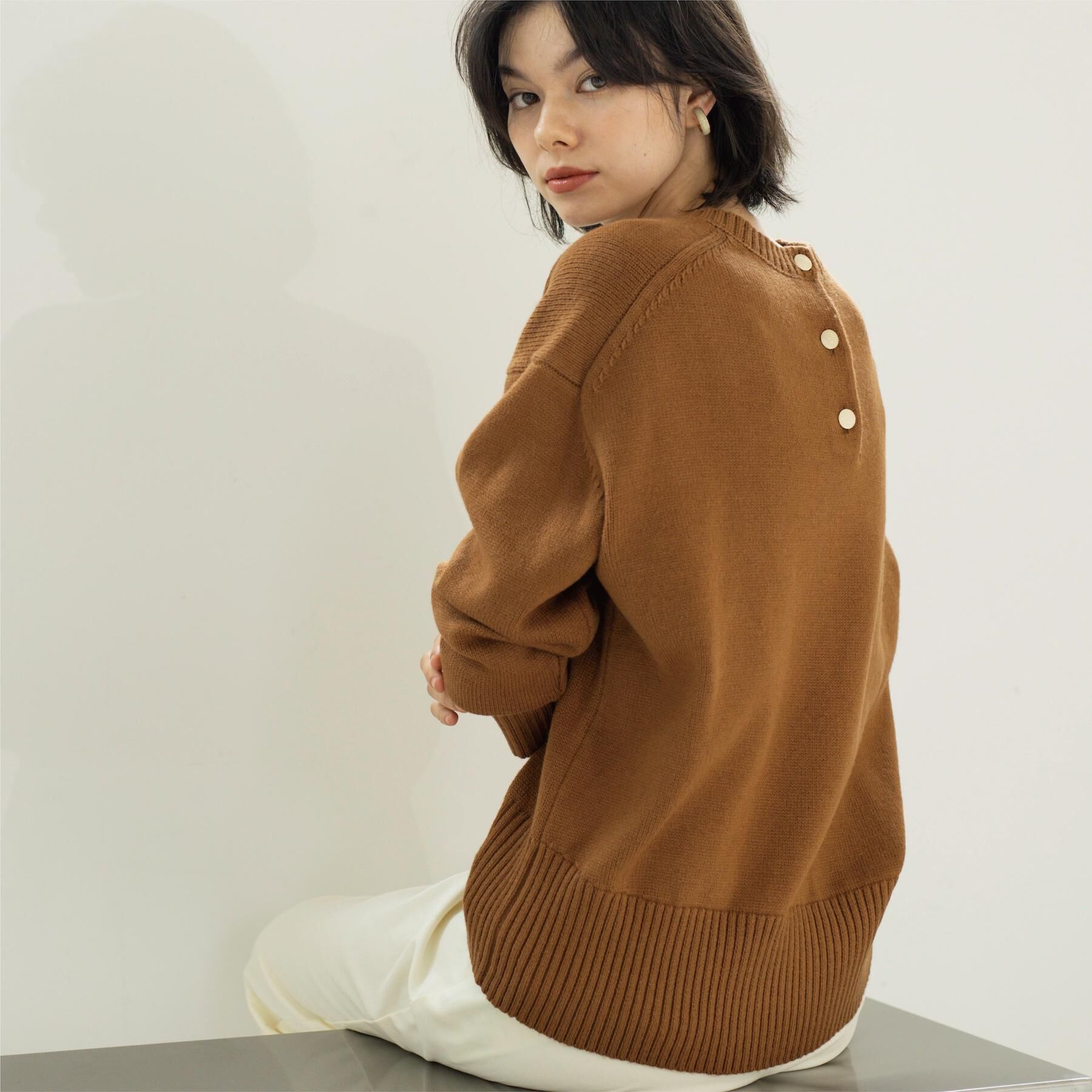 OPAQUE.CLIP「バックボタンリラクシーニット【洗濯機OK】《8col》」|ニット・セーター|