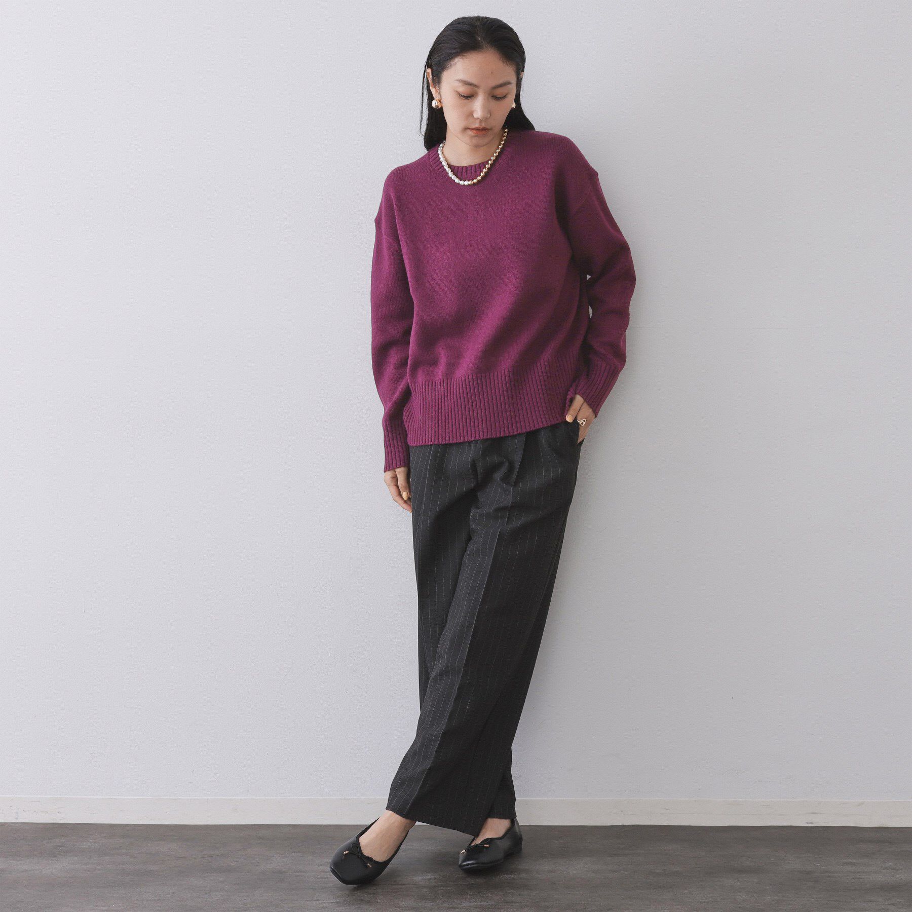 OPAQUE.CLIP「バックボタンリラクシーニット【洗濯機OK】《8col》」|ニット・セーター|