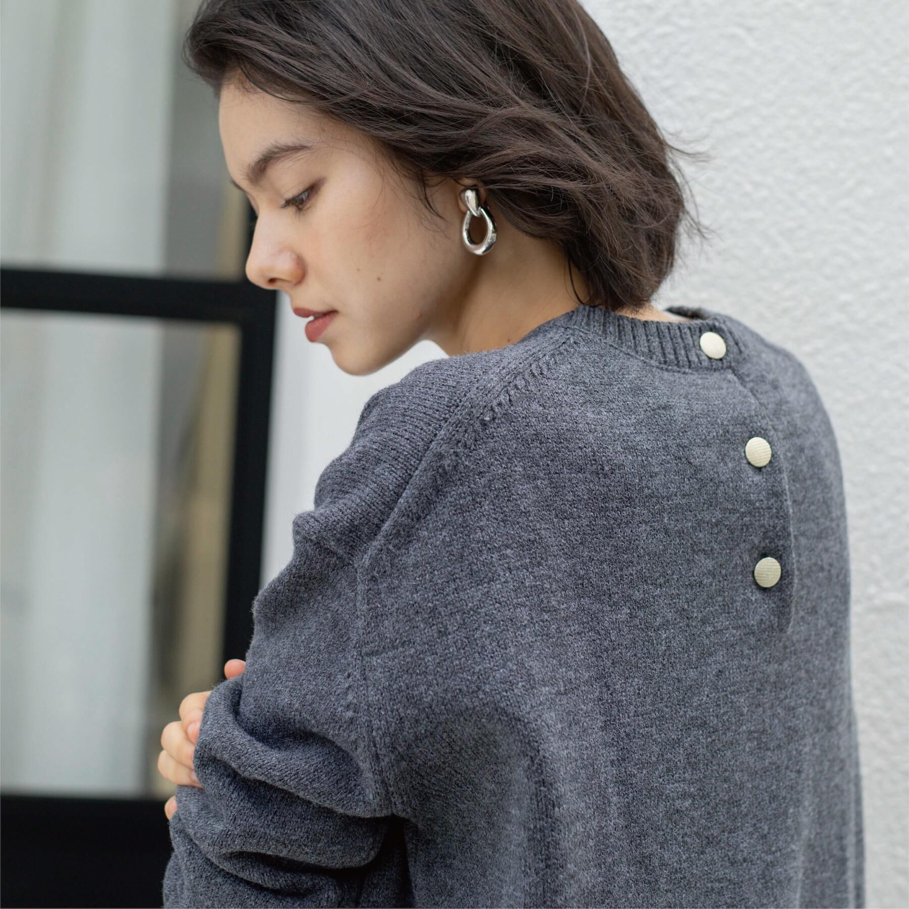 OPAQUE.CLIP「バックボタンリラクシーニット【洗濯機OK】《8col》」|ニット・セーター|