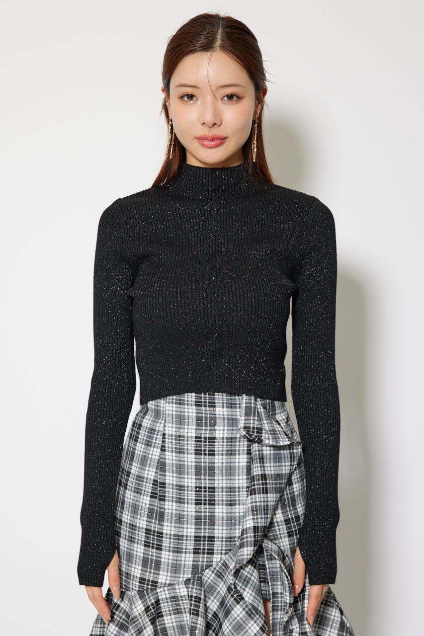 rienda「サムホール付きウォッシャブルハイネックニットトップス」|ニット・セーター|