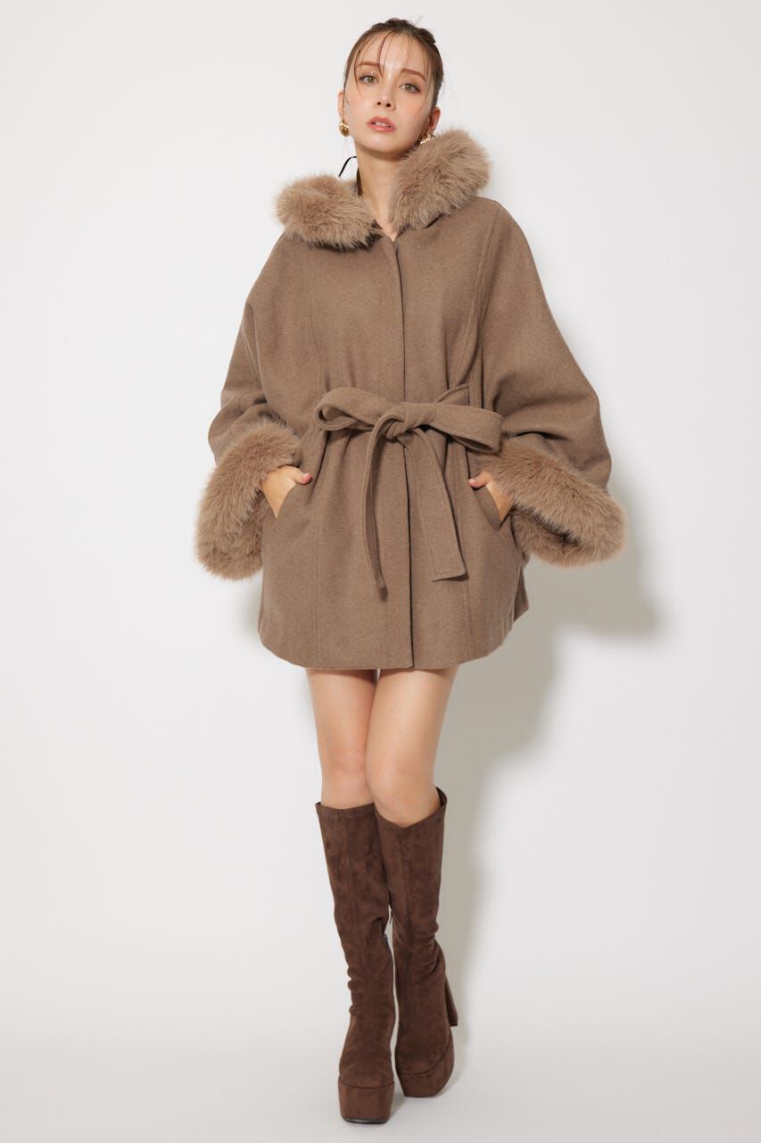 srk☆新品☆rienda☆ウールMIXフードポンチョコート☆ブラウンS ウールMIXフードポンチョコート（rienda）｜ルミネのファッション通販