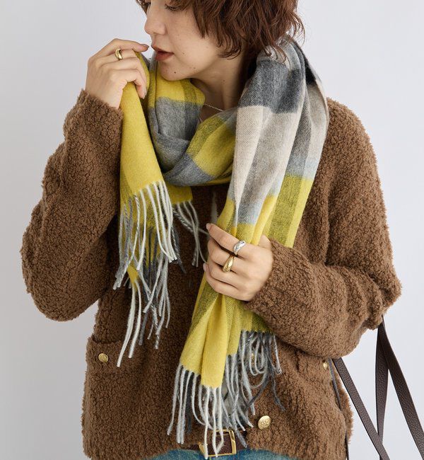  「【秋冬の差し色に】ウールカラーチェックストール」|ストール|