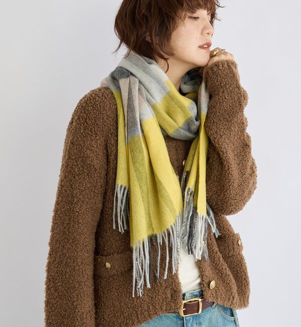  「【秋冬の差し色に】ウールカラーチェックストール」|ストール|