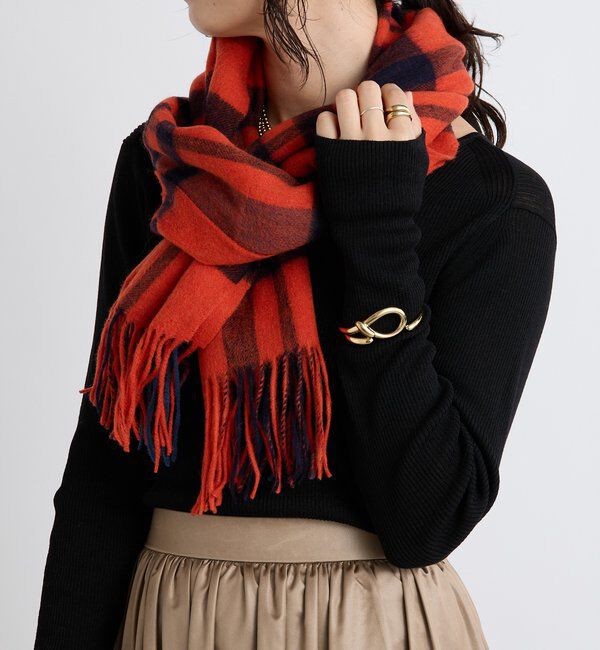  「【秋冬の差し色に】ウールカラーチェックストール」|ストール|