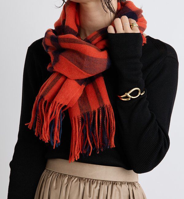  「【秋冬の差し色に】ウールカラーチェックストール」|ストール|