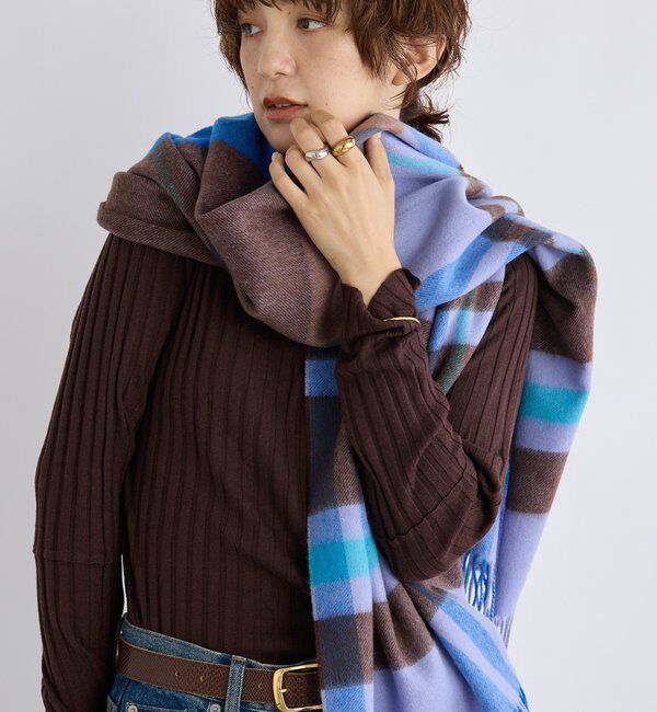  「【秋冬の差し色に】ウールカラーチェックストール」|ストール|