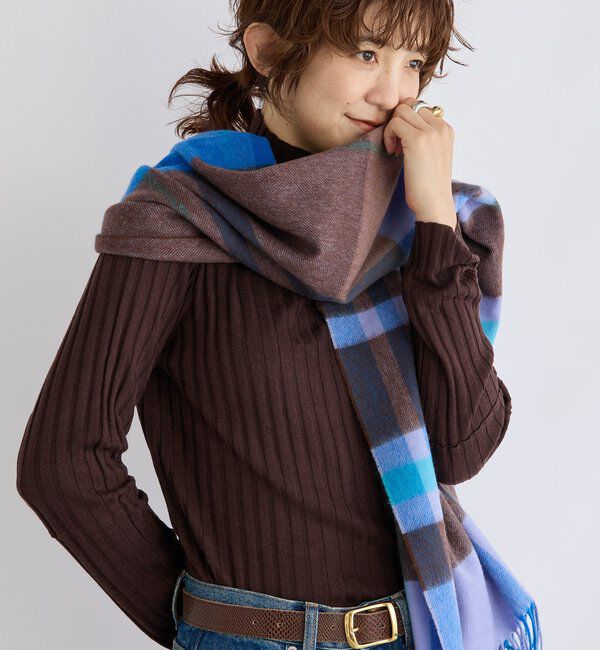  「【秋冬の差し色に】ウールカラーチェックストール」|ストール|