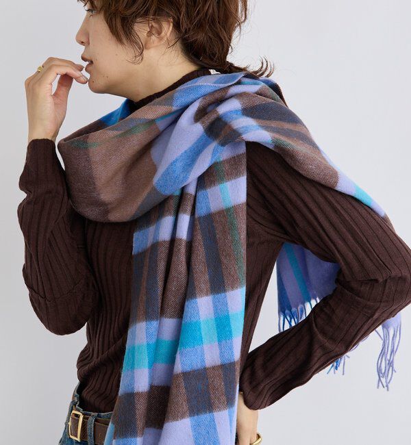  「【秋冬の差し色に】ウールカラーチェックストール」|ストール|